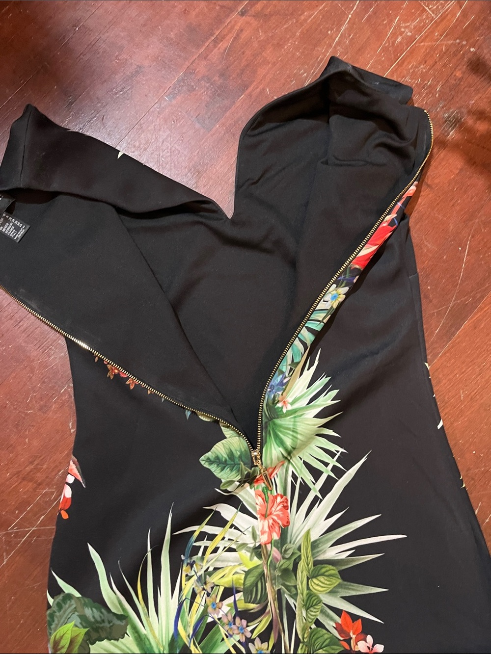 🌻3/$15🌻 Frank Lyman Design Black Tropical Floral Sheath Midi Dress - Picture 9 of 10